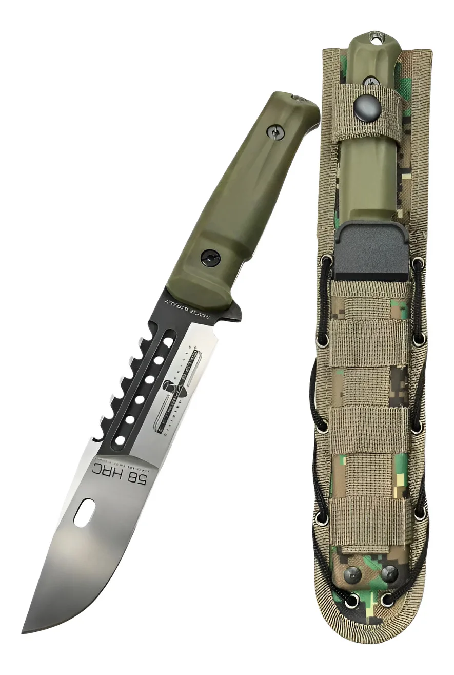Faca Tática Rk-19009 Titanium Sobrevivência Aço Carbono Verde