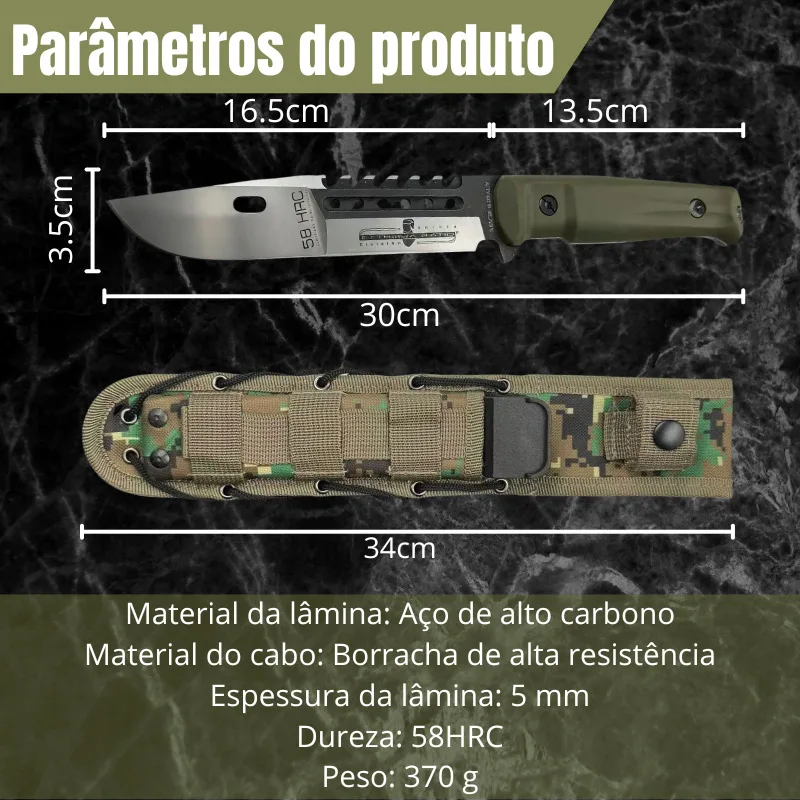 Faca Tática Rk-19009 Titanium Sobrevivência Aço Carbono Verde