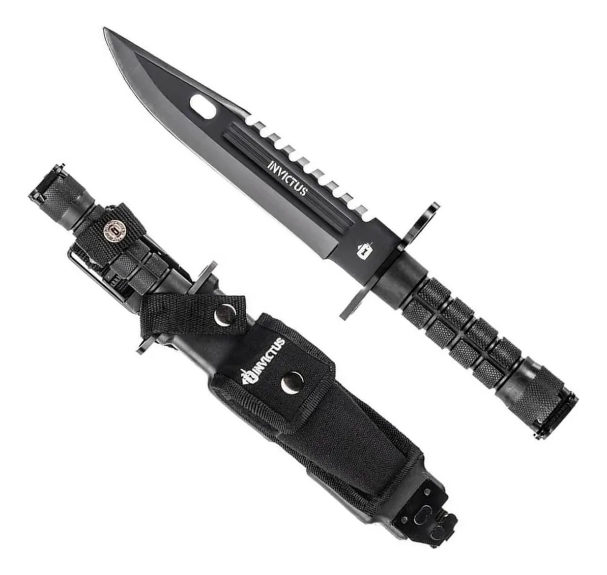 Faca Invictus Explorer Black + Bainha Tatica - Invictus Cor All Black