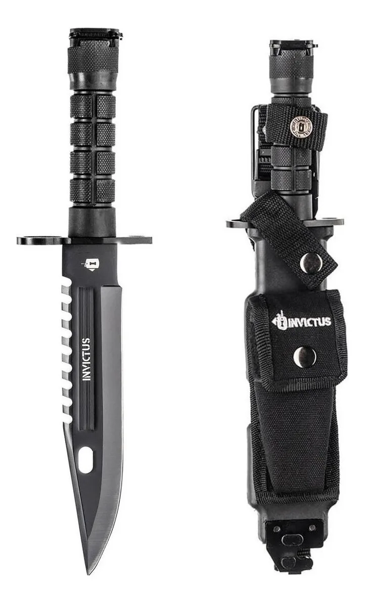 Faca Invictus Explorer Black + Bainha Tatica - Invictus Cor All Black