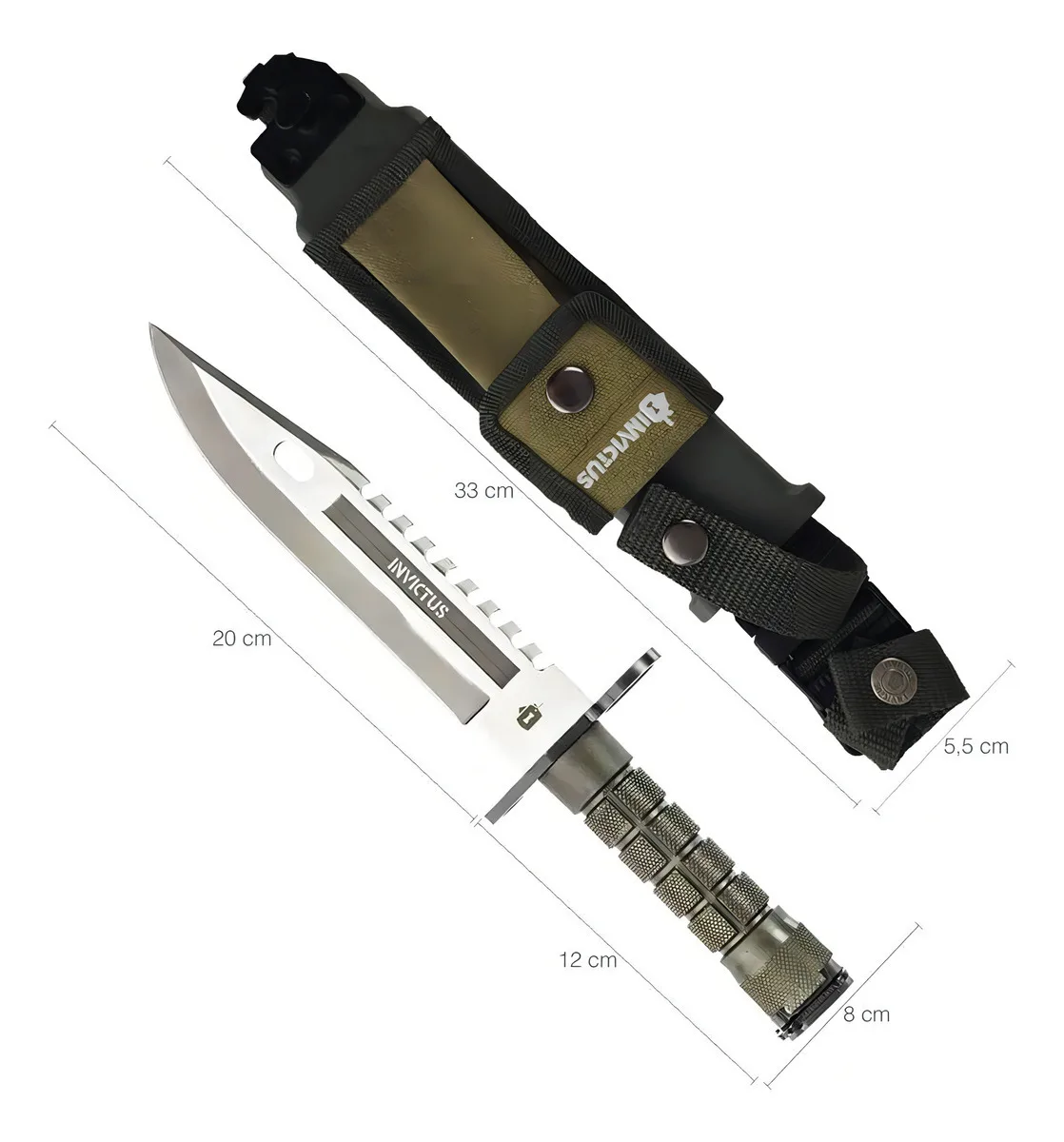 Faca Invictus Explorer Sobrevivência Militar Cor Verde