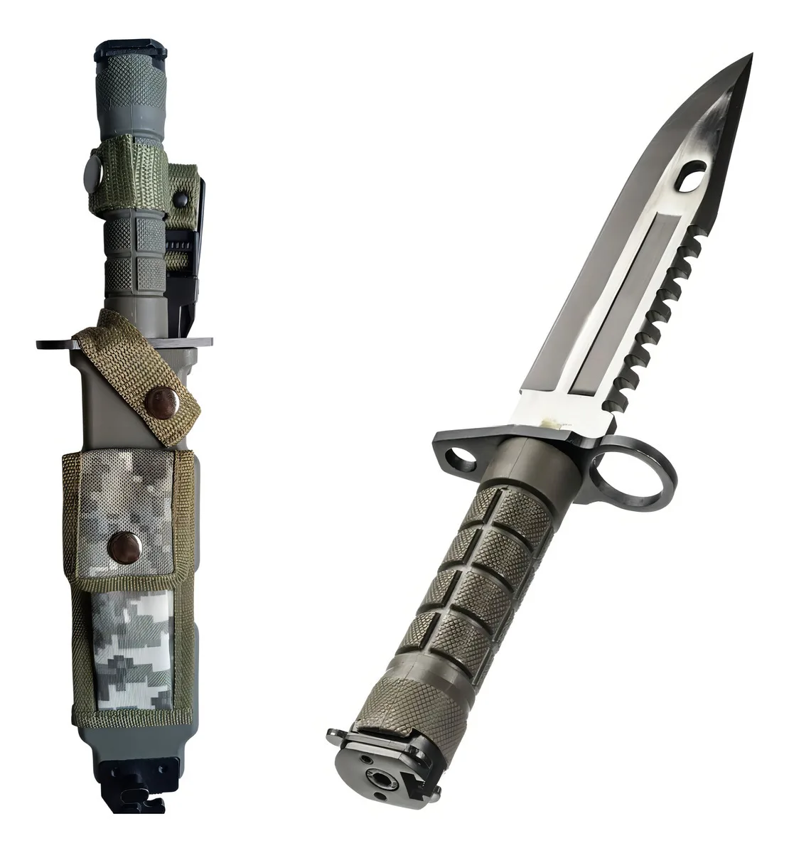 Faca Tática C/ Baioneta M16 Explorer Sobrevivência Militar Cor Cinza-escuro