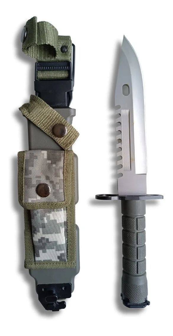 Faca Tática C/ Baioneta M16 Explorer Sobrevivência Militar Cor Cinza-escuro